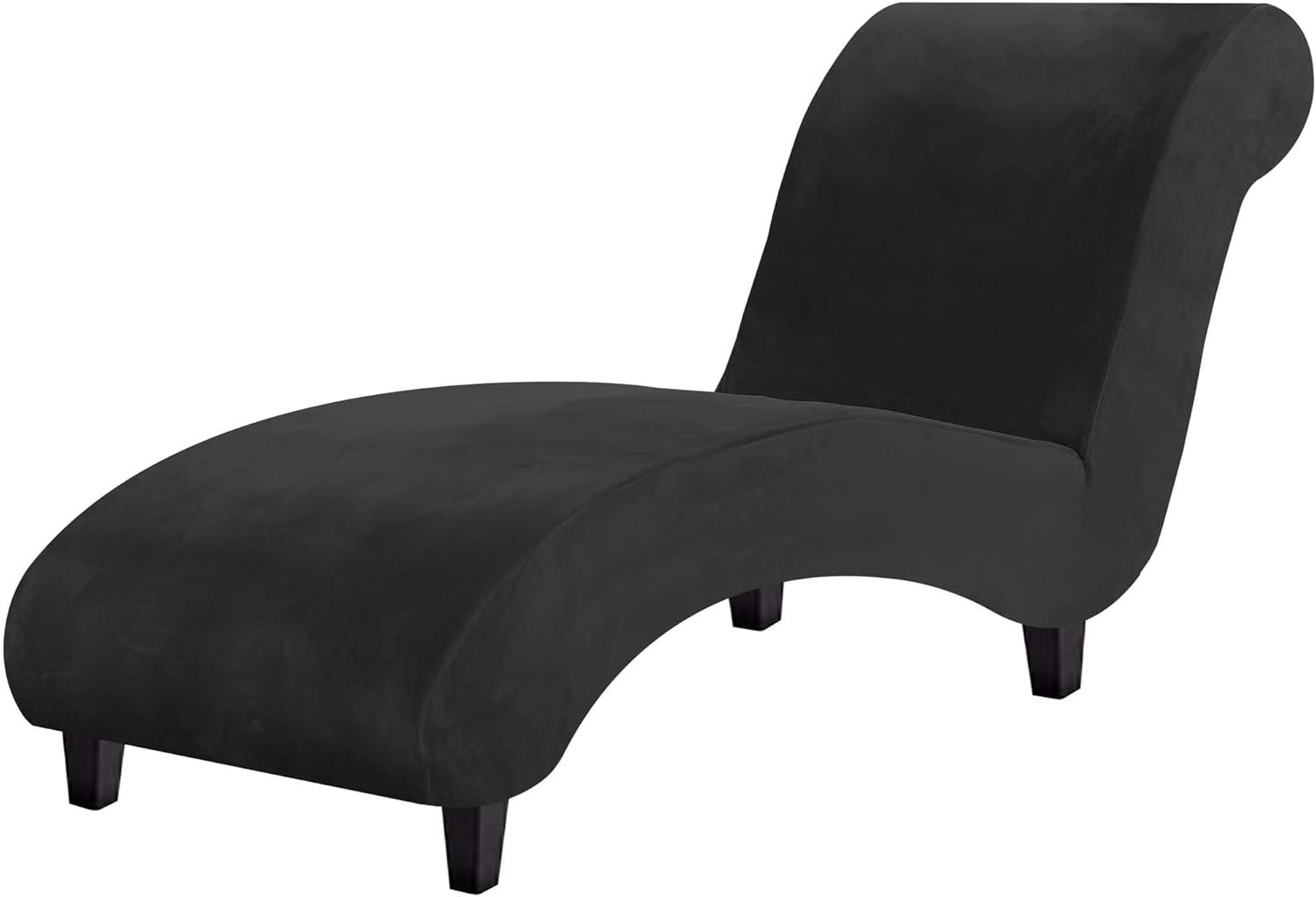 H.VERSAILTEX Chaise Lounge Cover Indoor Velvet Chaise Slipcover High Stretch Lounge Chair Cover Luxury Armless Chaise Cover for Living Room, Machine Washable, Black