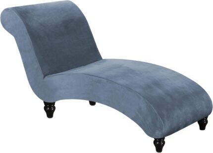 FantasDecor Chaise Lounge Slipcover Velvet Cover Luxury for Living Room Indoor Stretch Ultra Soft Machine Washable, Stone Blue