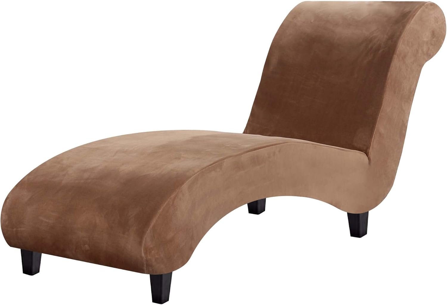 H.VERSAILTEX Chaise Lounge Cover Indoor Velvet Chaise Slipcover High Stretch Lounge Chair Cover Luxury Armless Chaise Cover for Living Room, Machine Washable, Camel