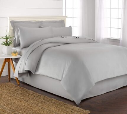 Queen Duvet Cover by Pure Bamboo, 3 Piece Set, Genuine 100% Organic Viscose Derived from Bamboo, Luxuriously Soft and Cooling, 2 Pillowcases (Queen, Silver Pearl)