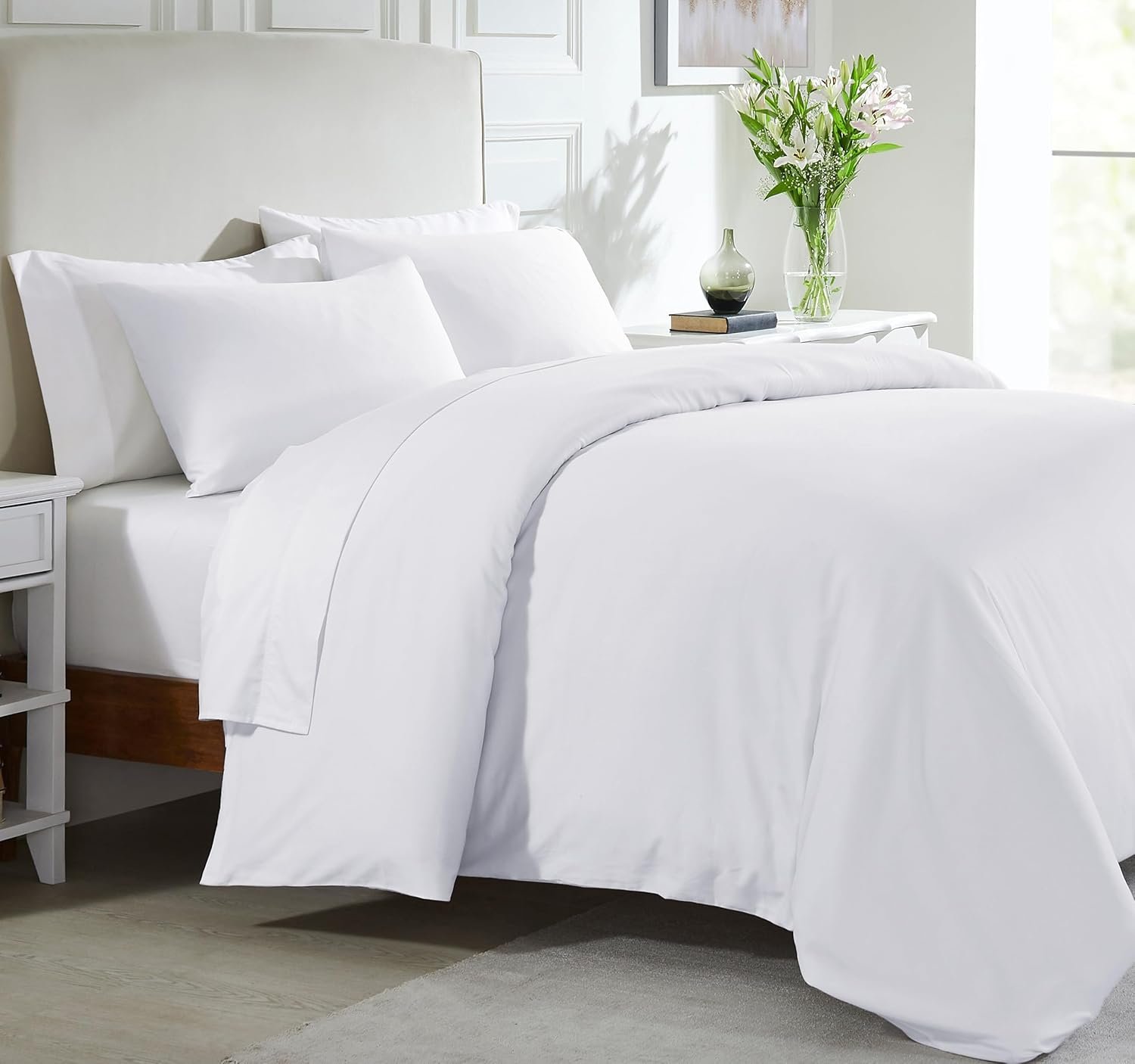 California Design Den Duvet Cover King Size Only - Winner Good Housekeeping Best Bedding Awards 2025, Premium 400 Thread Count Sateen, 100% Cotton Duvet Covers, Button Closure & Corner Ties - White