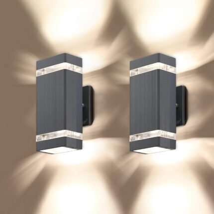 LMP 2 Pack LED Square Up and Down Lights Outdoor Wall Light,Body in Aluminum Waterproof Outdoor Wall Lamps,3000k 5W with Certificate ETL