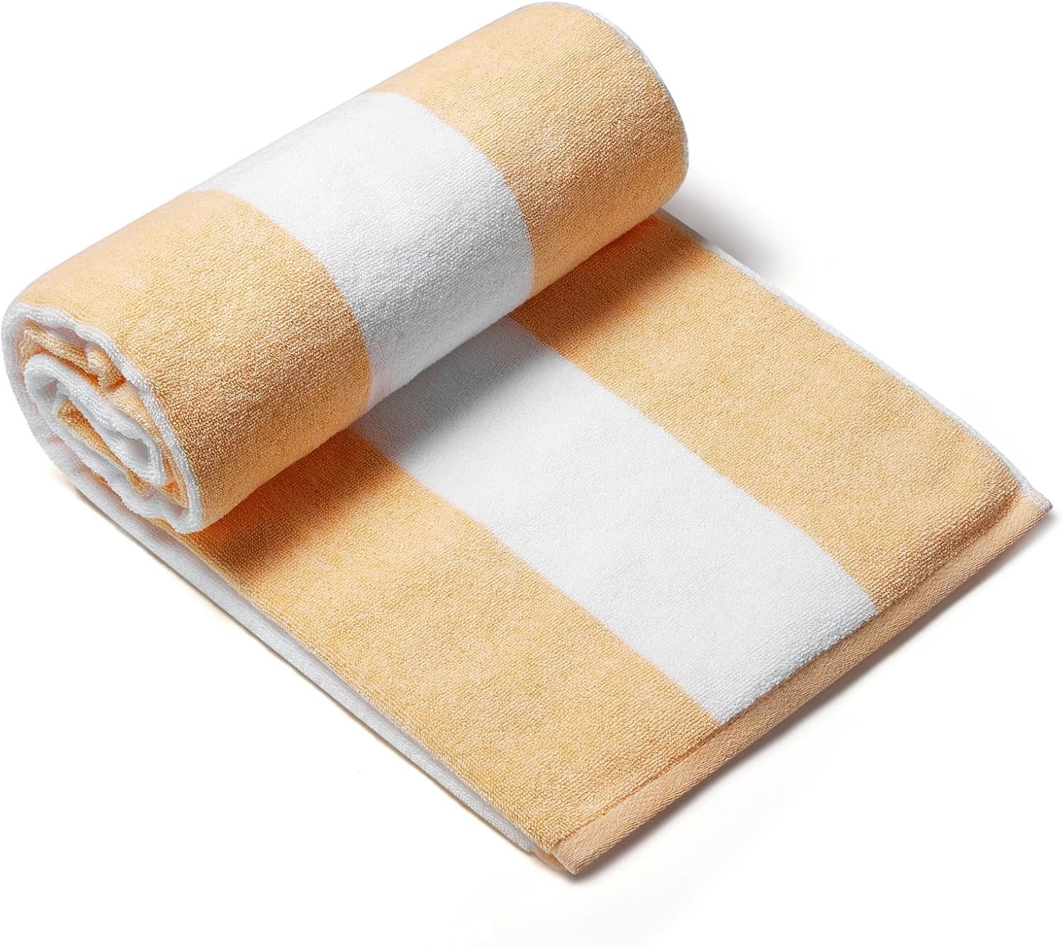 CLOWOOD Plush Oversized Beach Towel - Cotton 40 x 72 Inch Large Thick Orange Striped Cabana Pool Swimming Towel