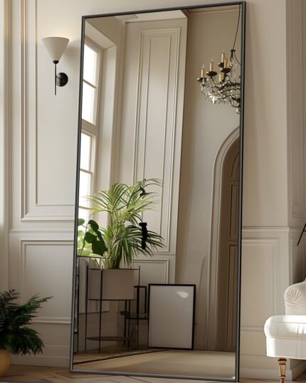 Antok 71"x28" Full Length Mirror, Floor Mirror for Bedroom Leaning, Standing or Hanging, Black