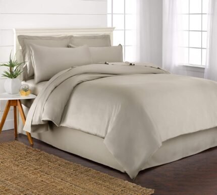 Queen Duvet Cover by Pure Bamboo, 3 Piece Set, Genuine 100% Organic Viscose Derived from Bamboo, Luxuriously Soft and Cooling, 2 Pillowcases (Queen, Sand)
