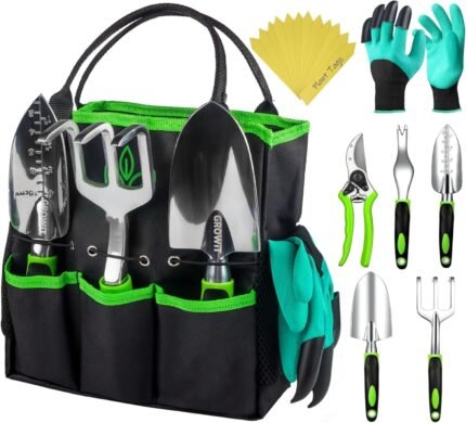 GROWIT Heavy Duty Gardening Tools - 22-Piece Gardening Gifts for Women, Mom, Men - Durable, Ergonomic Garden Tool Set