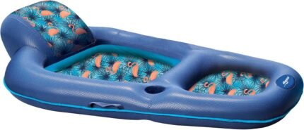 Aqua Luxury Water Pool Lounge – Extra Large – Inflatable Pool Floats for Adults with Headrest, Backrest, Footrest & Cupholder – Multiple Colors/Styles