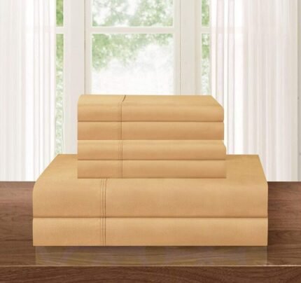 Elegant Comfort Luxurious Soft 1500 Thread Count Egyptian 4-Piece Premium Hotel Quality Wrinkle Resistant Coziest Bedding Set, All Around Elastic Fitted Sheet, Deep Pocket, Twin/Twin XL, Camel-Gold