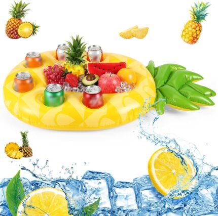 Floating Drink Holder for Pool, Floating Cabana Bar, Hot Tub Drink Holder for Adults, Inflatable Pool Accessories(Classic Pineapple)