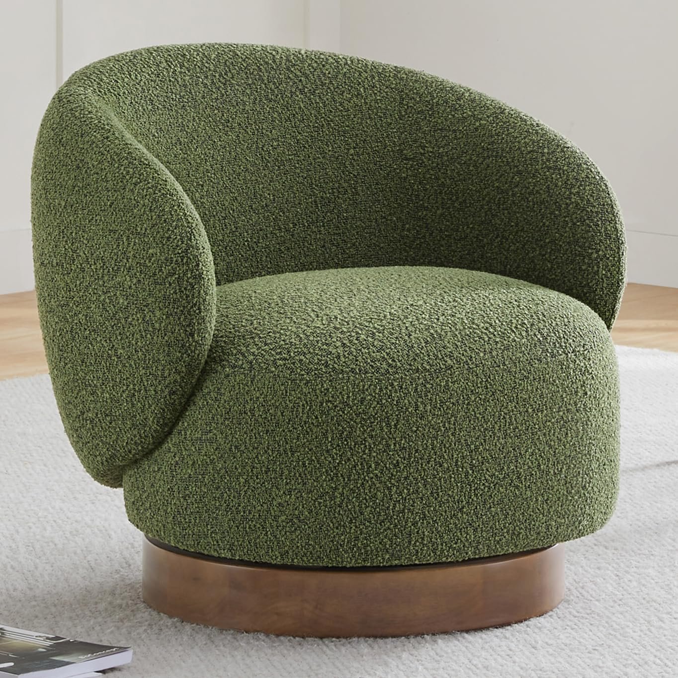 Swivel Accent Chair Round Barrel Armchair Upholstered Performance Fabric for Living Room Bedroom Waitingroom,1 PCS,Moss Green