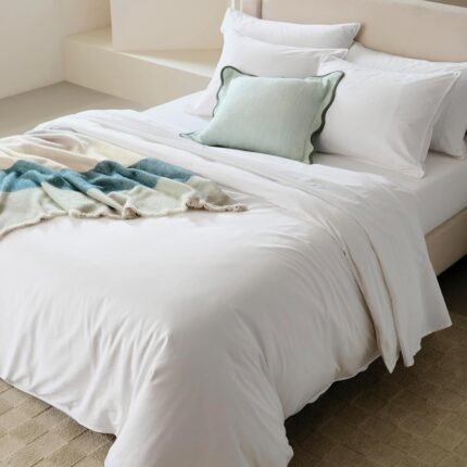 Double Stitch 100% Organic Cotton Duvet Cover - Soft 3 Piece Bedding Set King Size, 300 TC Luxury Hotel Sateen Weave, GOTS Certified Long Staple Cotton, Made in India, Pure White