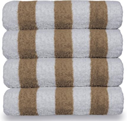 Luxury Hotel & Spa Towel 100% Cotton Pool Beach Towels - Cabana - Tan - Set of 4