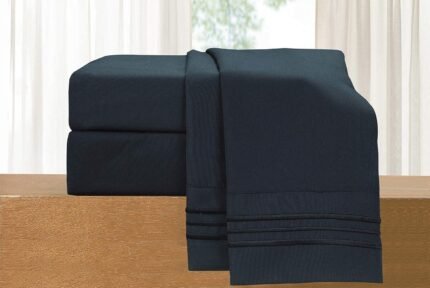 Elegant Comfort Luxury 4-Piece Bed Sheet Set - Luxury Bedding 1500 Premium Hotel Quality Microfiber, Wrinkle Resistant Cool & Breathable, Easy Elastic Fitted, Queen, Black
