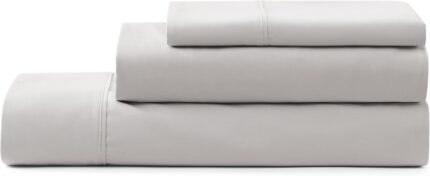 UGG Hedi Twin Sheet Set 3-Piece Luxury Cooling Sheets Deep Pockets Premium Bedding with 1 Pillow Sham Hypoallergenic Machine Washable Soft Lightweight Bed Set for Dorm or Kid Bunk, Twin, Stone Grey