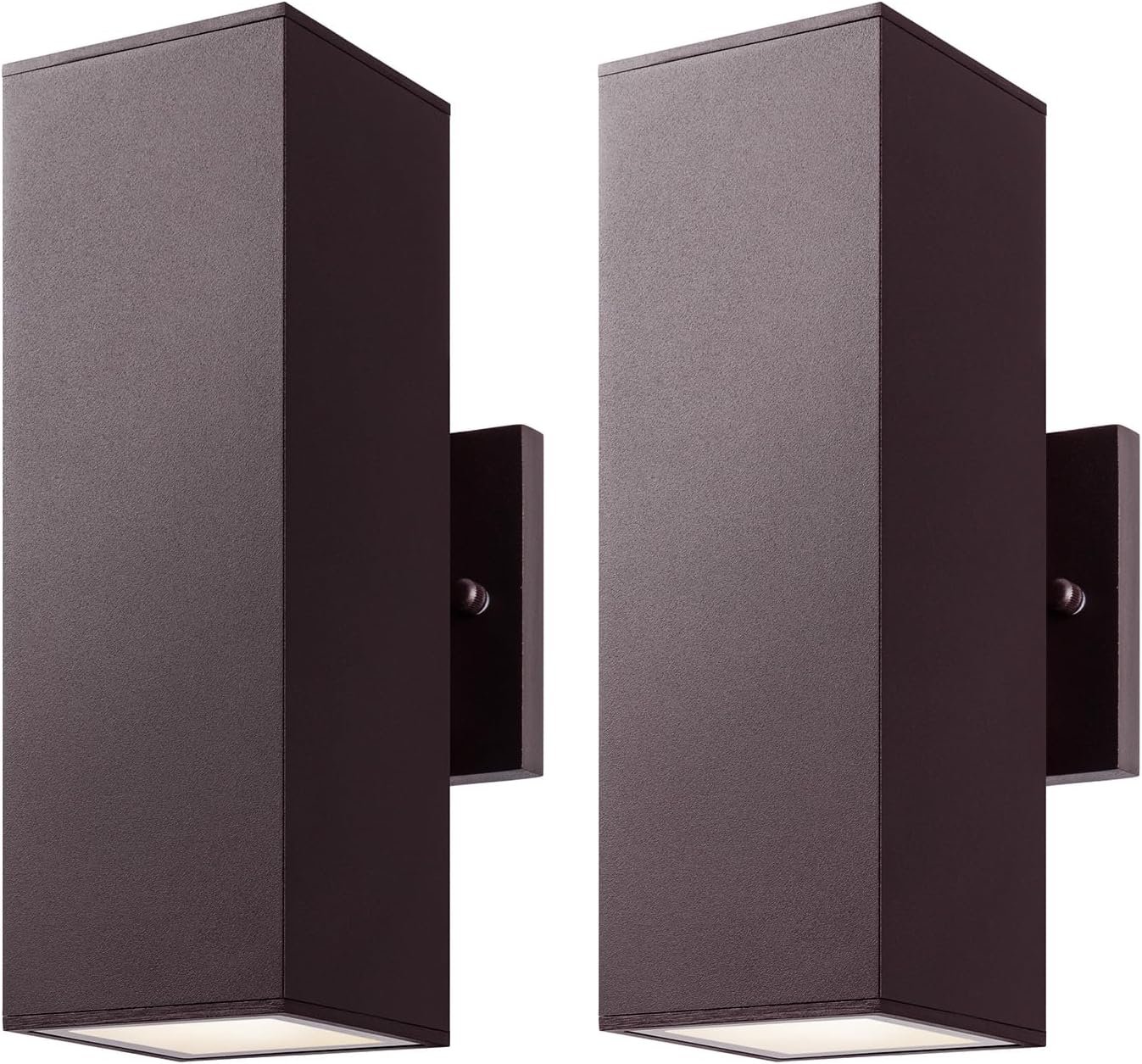 mirrea Modern Outdoor Porch Light Patio Light in 2 Lights with Aluminum Rectangular Tube and Tempered Glass Cover Waterproof Wall Sconce 2 Pack (Oil Rubbed Bronze)