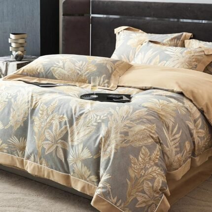 Yellow 100% Cotton Duvet Cover Queen Size, 3 Pieces Soft Luxury Duvet Cover Set - 1 Patterned Duvet Cover 90x90 Inches with Zipper Closure and 2 Pillowcases