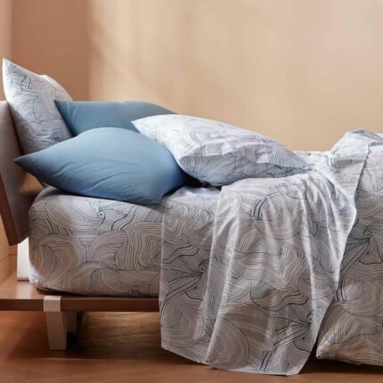 Brooklinen Luxury Sateen Duvet Cover - 100% Cotton, Full/Queen Size in Oyster Blue with Extra-Long Corner Ties and Button Closure - Best Full/Queen Duvet Covers